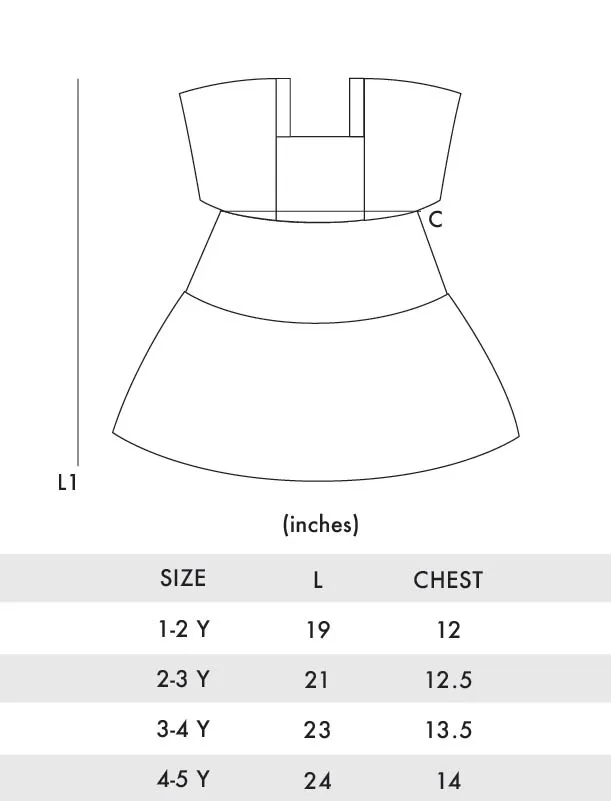 Amber Cotton Linen Puff Flutter Sleeves Girl Dress