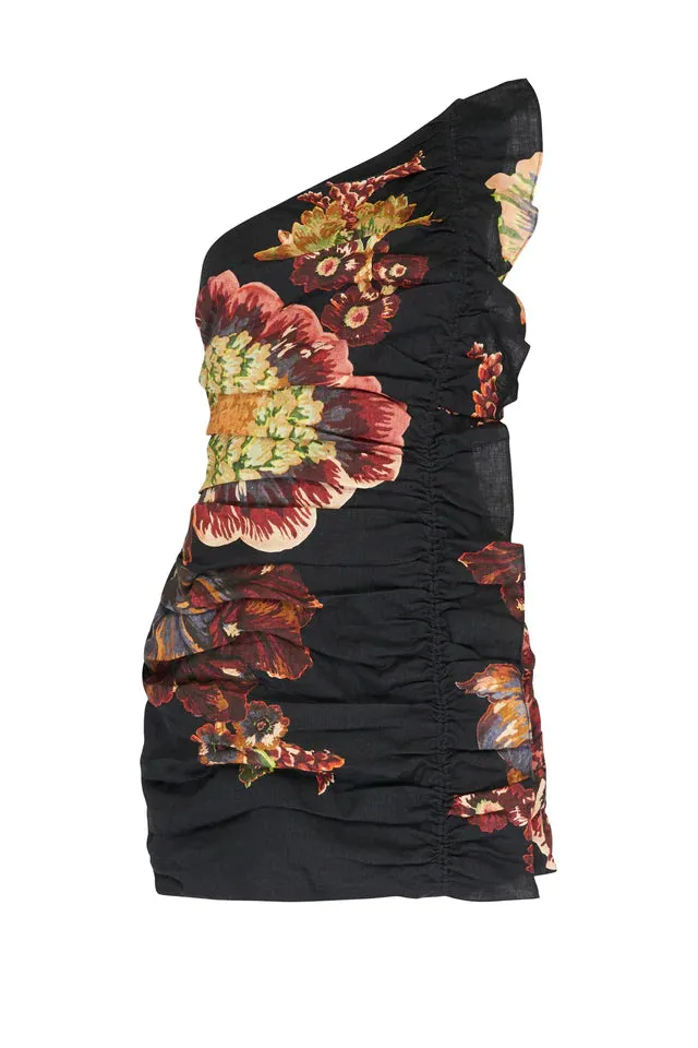 Antipodean Clementine One Shoulder Mini Dress - Onyx