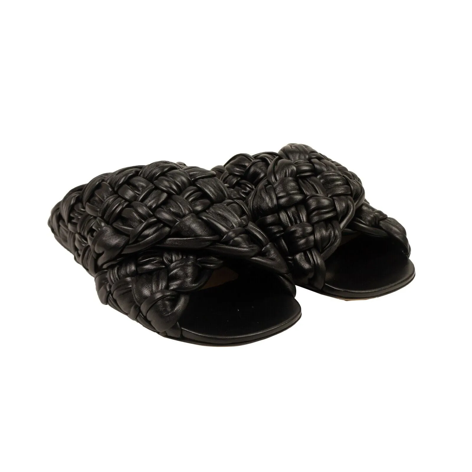 Black Board Leather Slides