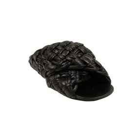 Black Board Leather Slides