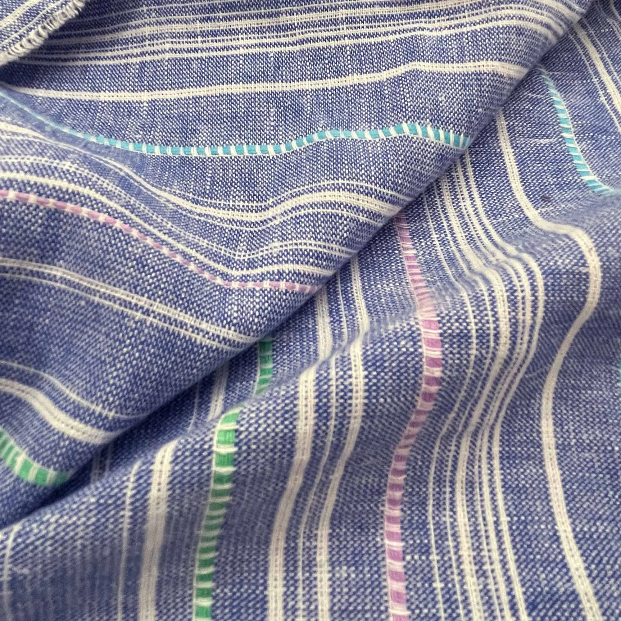 Blue Striped Linen Extra Wide Fabric