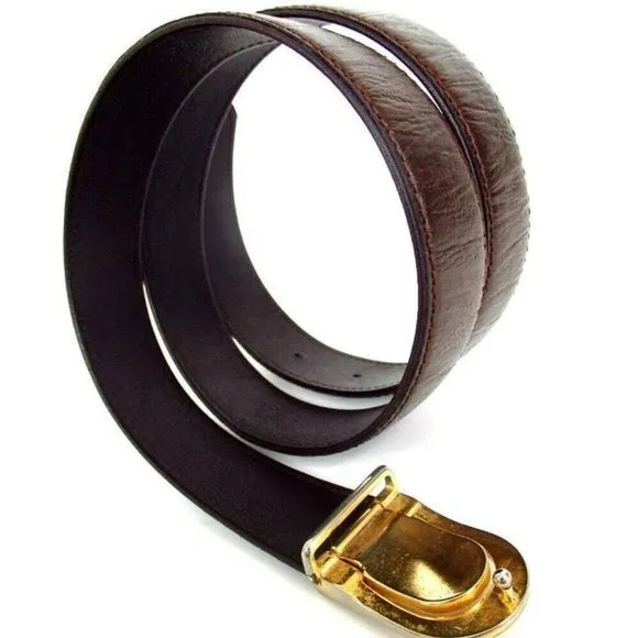 Burberry Brown Leather Belt with a Nova Check Plaid Enamel Buckle