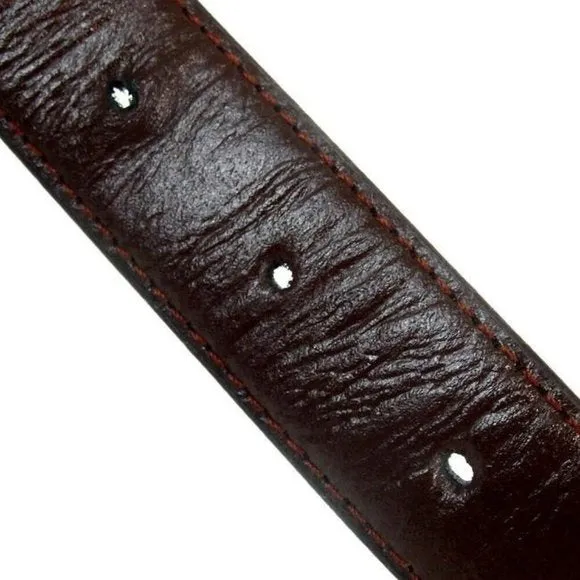 Burberry Brown Leather Belt with a Nova Check Plaid Enamel Buckle