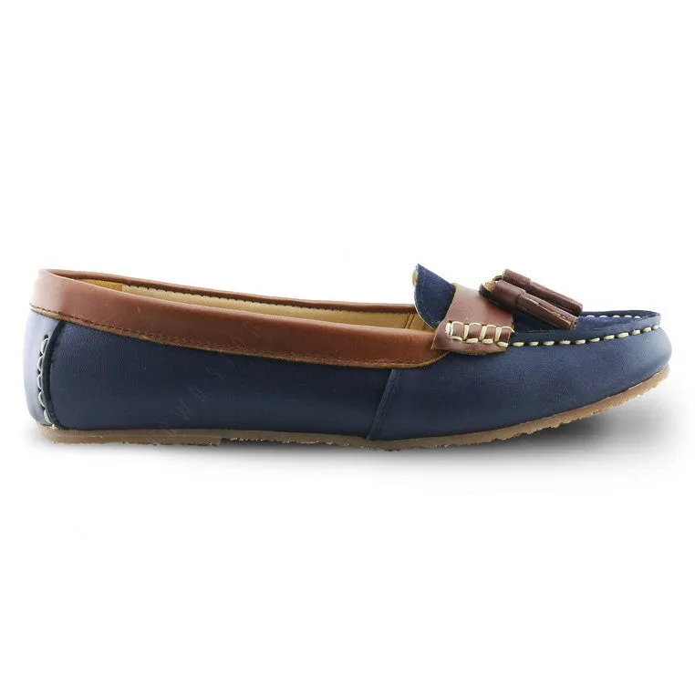 Comfy Tassel Moccasin Suede Flip Womb Navy