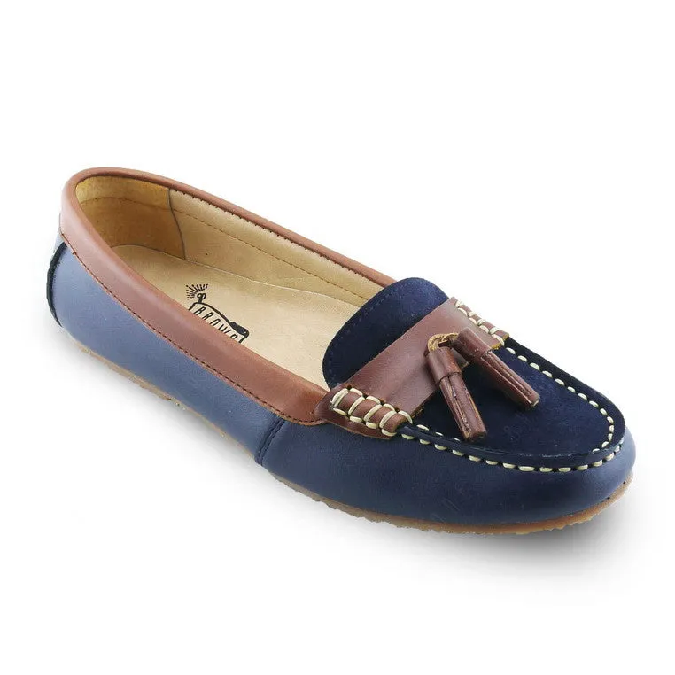 Comfy Tassel Moccasin Suede Flip Womb Navy