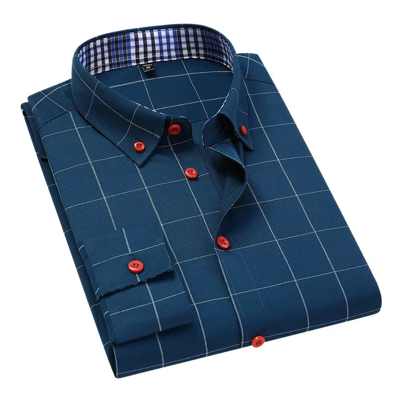 Fashion Men's Business Casual Plaid Shirt