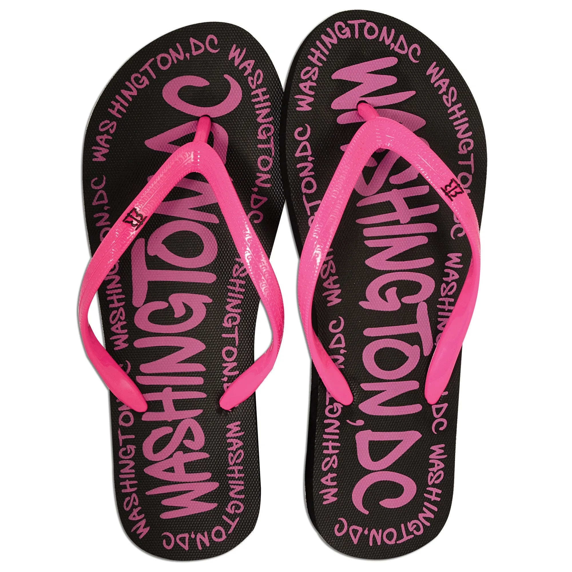 FFDC10B Robin Ruth Flip Flops - WashingtonDC Word BLACK