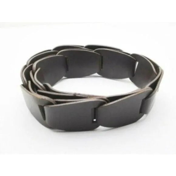 GUCCI Brown Leather Links Wood Bamboo Buckle