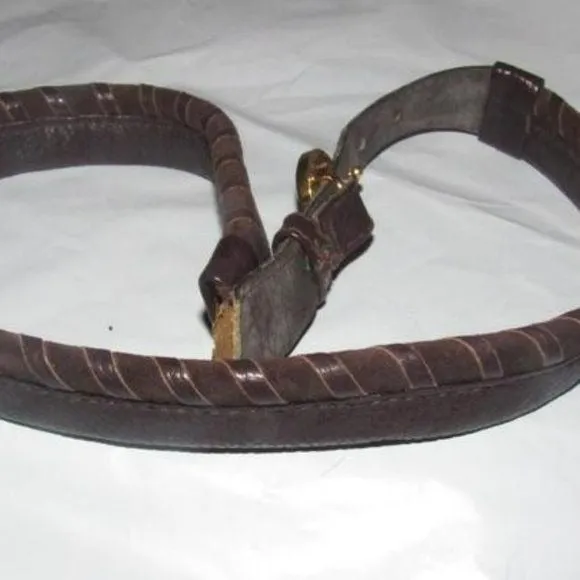 Gucci Brown Whip-stitched Leather Gold Tone