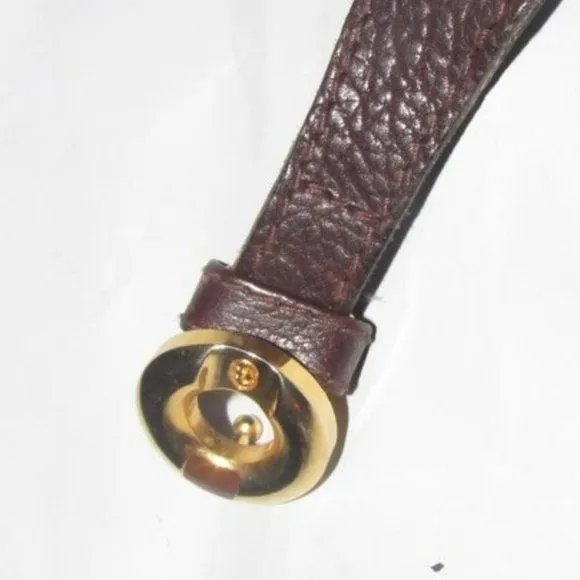 Gucci Brown Whip-stitched Leather Gold Tone