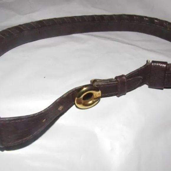 Gucci Brown Whip-stitched Leather Gold Tone