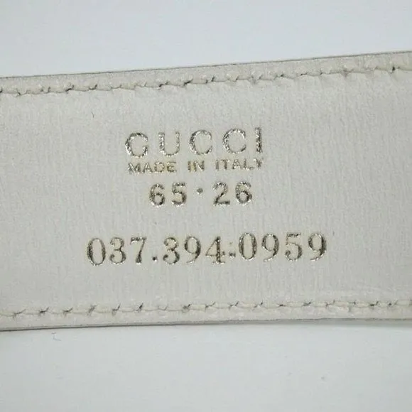GUCCI White Leather Belt w Chrome Square G Buckle