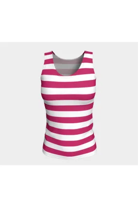 Hot Pink Stripe Fitted Tank Top