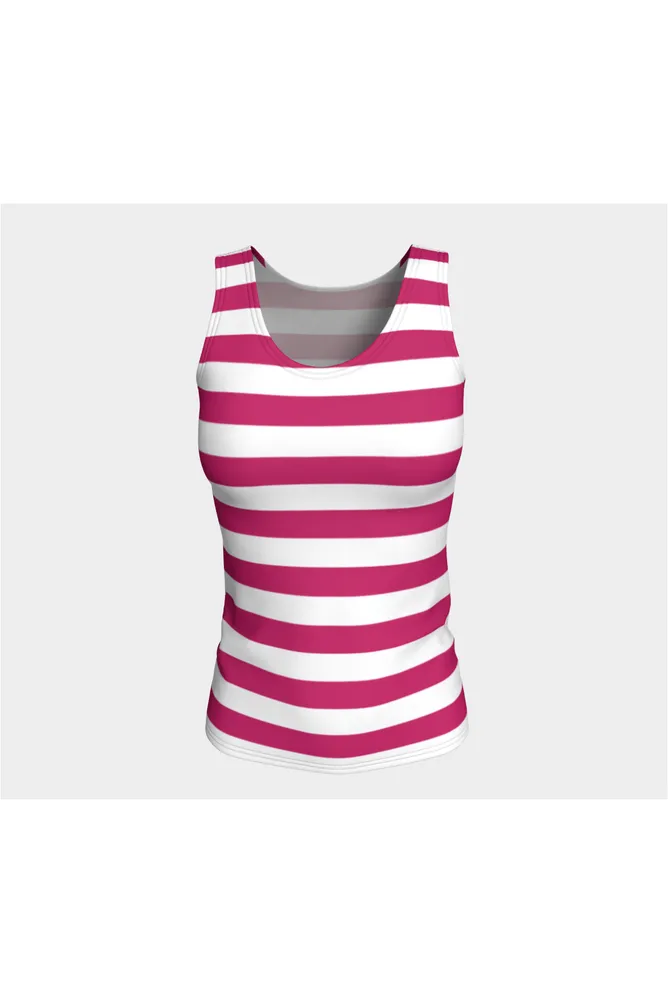 Hot Pink Stripe Fitted Tank Top