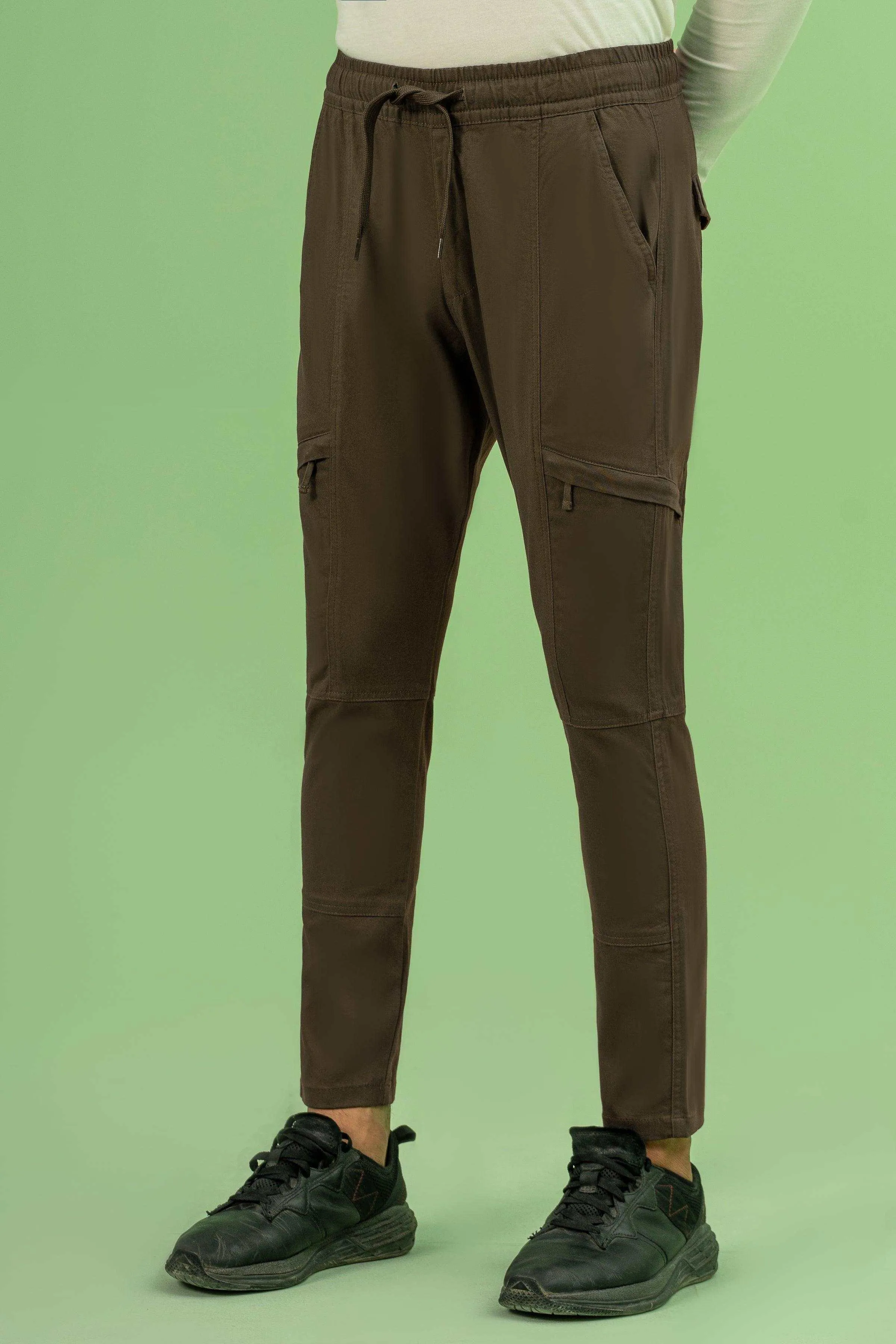 JOGGER WAIST  SLIMFIT TROUSER DARK OLIVE