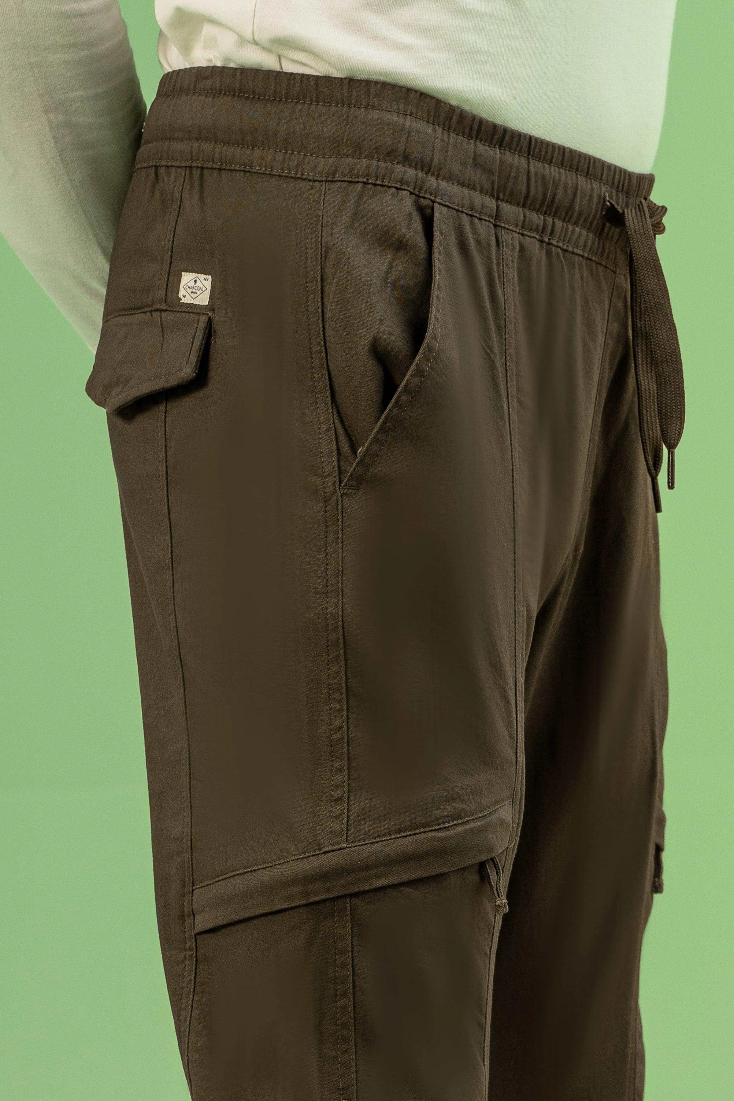 JOGGER WAIST  SLIMFIT TROUSER DARK OLIVE