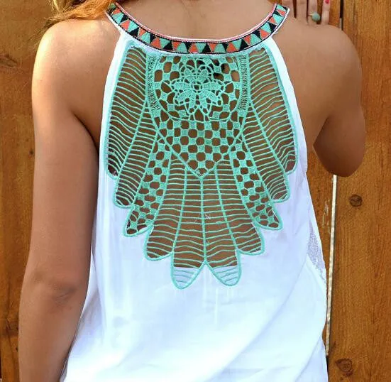 Ladies Fashion Tank Top With Embroidery