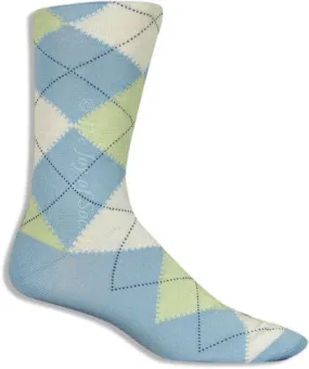Light Blue and Green Cotton Argyle Socks (Men's)