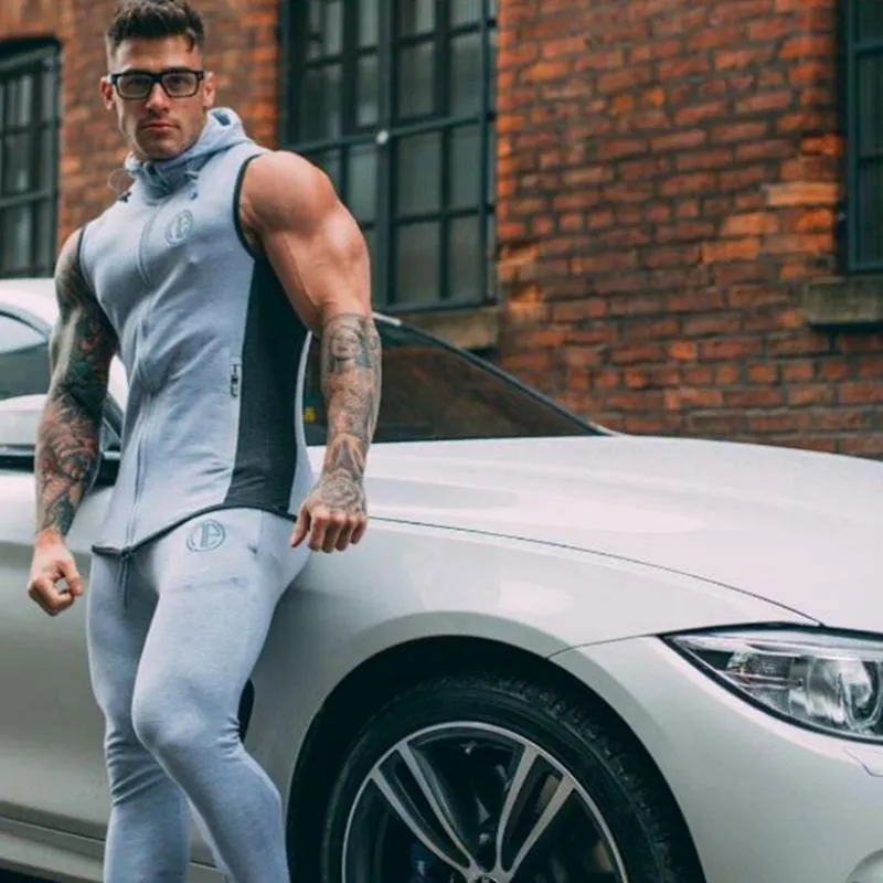 Men's Hooded Tank Top With Zipper