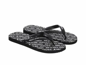 Versace Jeans Couture Black Signature Print Flip Flop Slide