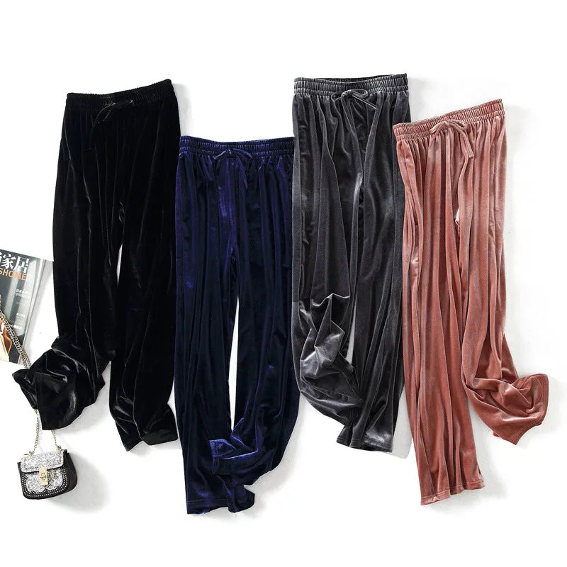 Wide Leg Pants Women High Waist Drape Straight Loose Slim-Look Sporty Casual Plus Size Floor Length Pants