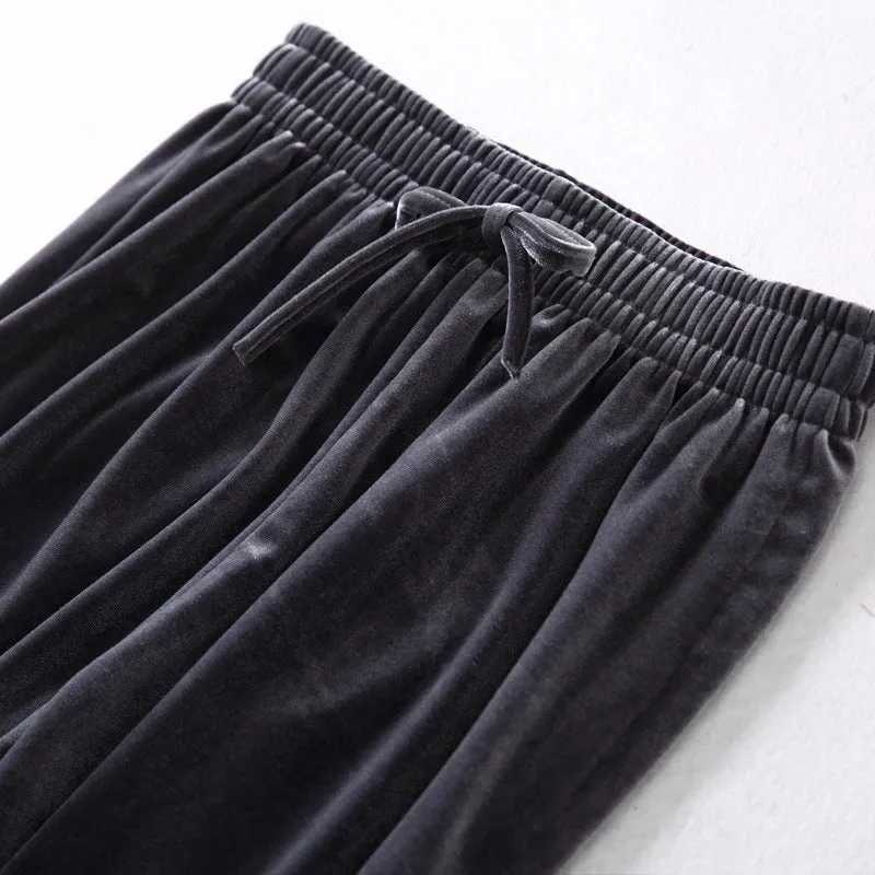 Wide Leg Pants Women High Waist Drape Straight Loose Slim-Look Sporty Casual Plus Size Floor Length Pants