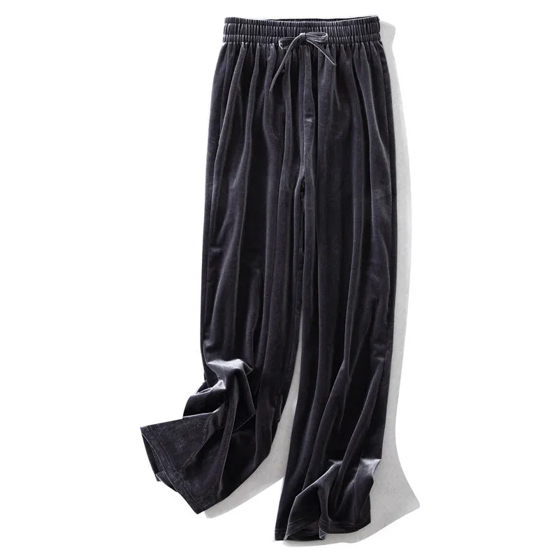 Wide Leg Pants Women High Waist Drape Straight Loose Slim-Look Sporty Casual Plus Size Floor Length Pants