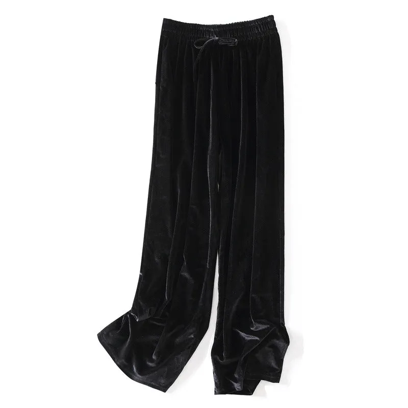 Wide Leg Pants Women High Waist Drape Straight Loose Slim-Look Sporty Casual Plus Size Floor Length Pants