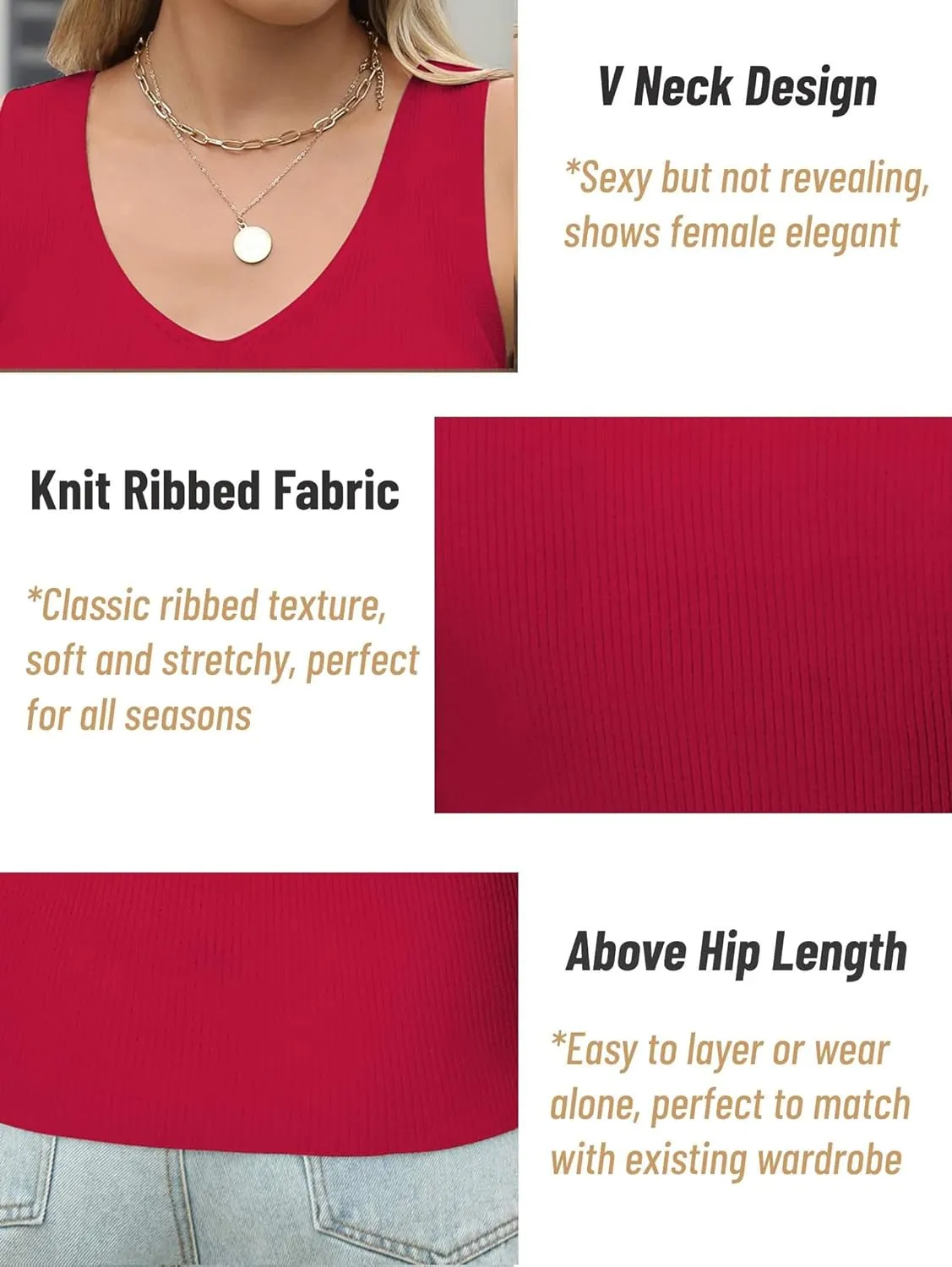 Zeagoo Womens Ribbed Tank Tops 2024 V Neck Slim Fit Knit Sleeveless Shirts Casual Basic Tee